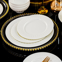 Service de vaisselle en porcelaine fine Roman Relief, compatible micro-ondes et lave-vaisselle, pour la maison, les restaurants et les banquets de mariage