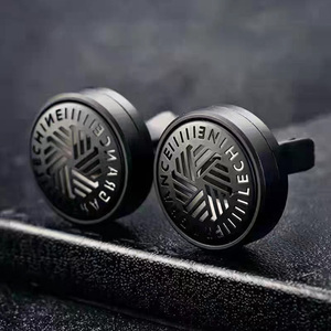 Lot de 2 diffuseurs de parfum de luxe en métal pour grille <span class=keywords><strong>d</strong></span>'aération de voiture, avec tampons de parfum rechargeables, accessoires intérieurs noirs pour voiture - Product Image 2