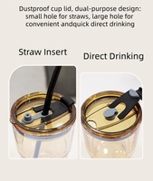 Gobelet en verre de 13 oz, anti-fuite, avec couvercle à paille, à parois épaisses, réutilisable, transparent, compatible lave-vaisselle, pour café glacé, thé et jus