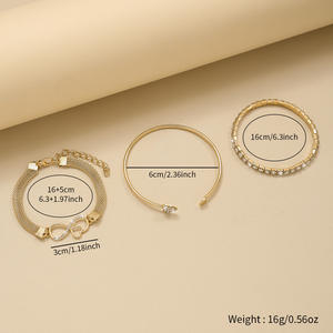 Conjuntos de Joyería de Moda, Conjunto de Pulseras en Tono Dorado con Diseño de Corazón Infinito de Cristal, para Mujer, para Fiestas - Product Image 3