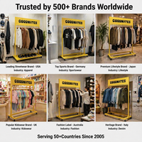 Présentoir à vêtements métallique robuste sur mesure en gros, support de suspension mobile pour vêtements avec en-tête personnalisable pour magasin de prêt-à-porter