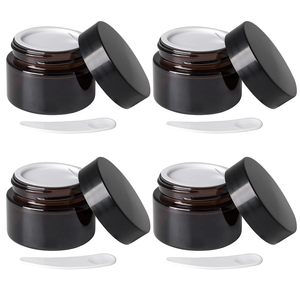 5ml 10ml 15ml 20ml 30ml 50ml 60ml 100ml 250ml Amber Glass Cosmetic Containers Plastic Recyclable for Body Butter Eye Cream Skin - Product Image 2