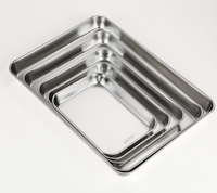 Rechthoekige serveerschaal van 304 roestvrij staal, verdikte metalen schaal voor fruit, brood, snacks, groenten, keuken, restaurant, thuis