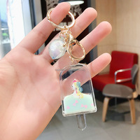 Porte-clés professionnel en acrylique rempli d'huile, mignon en forme de sucette glacée, porte-clés liquide lumineux, porte-clés liquides personnalisés pour enfants