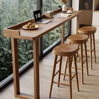 Prix de gros Mobilier commercial Dîner en métal Longue dalle de bois Salle à manger café Table de bar de restaurant