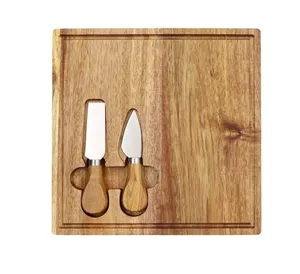 Nouveau Style Couteaux À Fromage En Bois Planche Ensemble Beurre Cuisine Acacia Bois En Acier Inoxydable Cuisson Ensemble D'outils