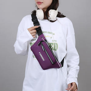 Sac de taille tendance en tissu Oxford bleu foncé, fermeture éclair, sac portable pour cyclisme, course à pied, jogging, pour hommes et femmes - Product Image 3