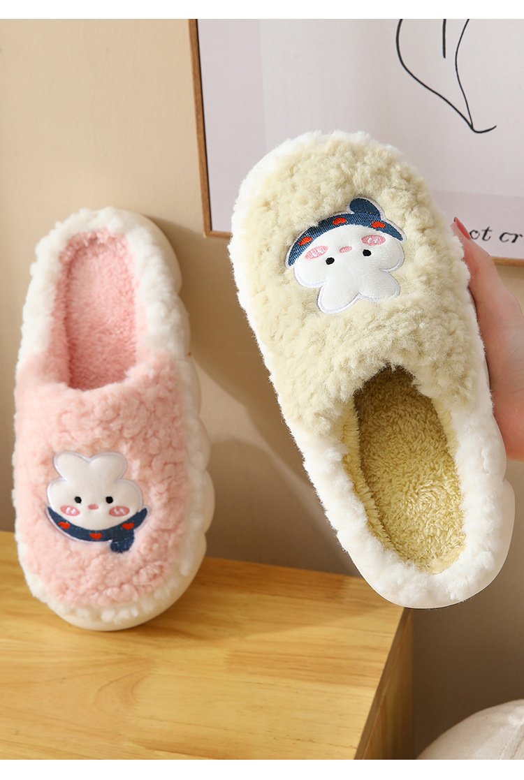 Non-slip Cute Cartoon Couple Cotton Slippers Home Women Platform Slippers Winter