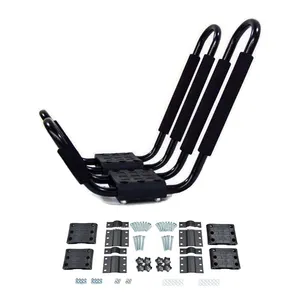 Support universel en J sur barre transversale en acier 1 paire Auto camion voiture SUV bateau Kayak transporteur porte-bagages de toit