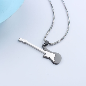 Collana pendente per chitarra in acciaio inossidabile catena di moda stile musica Rock Hip Hop per uomo e donna Idea regalo alla moda - Product Image 5