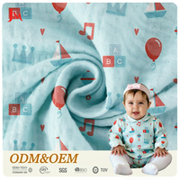 Pyjama en mousseline de coton biologique peigné 100 % imprimé, double épaisseur, crêpe respirant, poids moyen, pour bébé