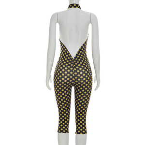 Viviblook J26JP214 Mono de verano para mujer, nuevo, sexy, sin mangas, con cuello halter, sin espalda, ajustado, con estampado de lunares, informal, de una pieza - Product Image 2