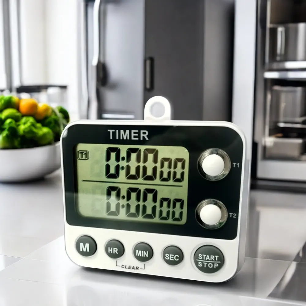 Timer dapur Digital dengan tampilan LCD 2 saluran dan fitur magnetik plastik ramah lingkungan Multi saluran digunakan untuk memasak