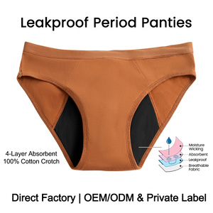 Culottes menstruelles personnalisées OEM ODM, anti-fuites, sans produits chimiques, en coton biologique, sous-vêtements post-partum, culottes menstruelles de nuit pour femmes - Product Image 1