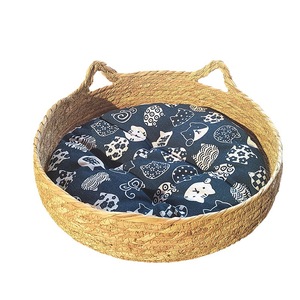 Fábrica directa de algas marinas naturales tejidas a mano cama para mascotas algas marinas mimbre perro gato cama con cojín - Product Image 5