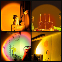 Projecteur LED Arc-en-ciel Coucher de Soleil Moderne Mini Nordique Intelligent à Rotation 180 Degrés, Rechargeable USB, Intensité Variable, en Aluminium