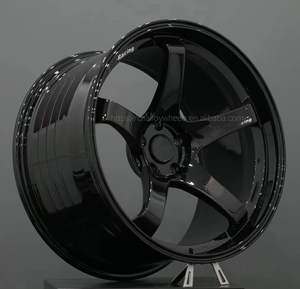 Gran oferta de llantas de plato profundo de 17 y 18 pulgadas, ruedas de coche de pasajeros negras brillantes cóncavas, ruedas de aleación de aluminio para ruedas <span class=keywords><strong>Nissan</strong></span> <span class=keywords><strong>GTR</strong></span> R35 R34 - Product Image 1