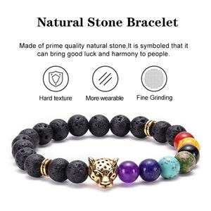 Venta caliente siete venas piedra Natural para pulsera piedra volcánica de Lava con cabeza de Buda leopardo León búho cuentas Animal de moda - Product Image 4