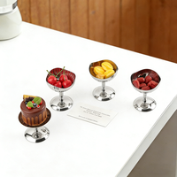 Bol à dessert sur pied en acier inoxydable, assiette à fruits sur pied haut, coupelle à glace pour la décoration de table de buffet d'hôtel et de restaurant