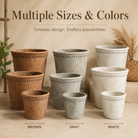 Jardinières de style toscan, pots en terre cuite vintage méditerranéens, grands pots à fleurs à bord festonné pour la décoration de patio