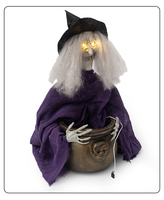 GUIGUKE Décoration d'Halloween Fantôme Suspendu Violet, Squelette Lumineux Sonore à Détection Vocale en Forme de Jumelles pour Maison Hantée