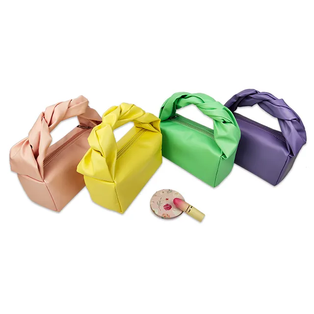 Candy Color Lades Makeup Hand Bag Fashion Trends Casual Twist Hand Strap Small Handbag