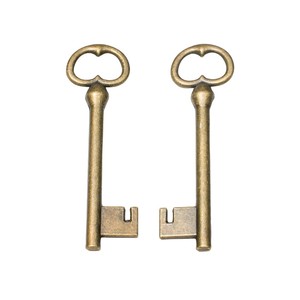 <span class=keywords><strong>Breloque</strong></span> clé squelette à double lobe en alliage de bronze antique pour décoration de chapeau haut-de-forme steampunk - Product Image 4