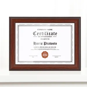 Custom Size Dark Wood Color Plastic Business License A4 Certificate Document Frame