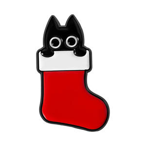 Broche chat noir <span class=keywords><strong>de</strong></span> Noël en gros créatif bas <span class=keywords><strong>de</strong></span> Noël étoile boule émail broche cadeau <span class=keywords><strong>de</strong></span> vacances - Product Image 2