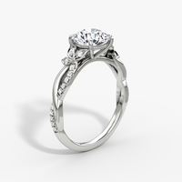 Bague de fiançailles et de mariage en or massif 14K/18K plaqué rhodium, sertie de diamants de laboratoire 2 carats taille brillant couleur D, motif feuille de vigne torsadée