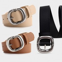 Damen Ledergürtel Lässige Mode Antik-Silber-Schnalle Ledergürtel für Jeans Hosen Kleider Schicker Damengürtel