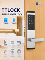 Serrure de porte intelligente TTLock pour hôtel avec carte RFID, clavier à code et clé mécanique pour système de contrôle d'accès