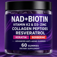 Complément alimentaire anti-âge avancé NAD+ Collagène Peptides Gummy 100g pour adultes, directement de l'usine, emballage personnalisé OEM ODM