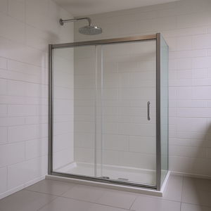 Puerta de Ducha Corredera Simple de 60 x 72 Pulgadas, Estilo Moderno en Níquel Cepillado, con Marco de Vidrio Templado, Mampara de Ducha Rectangular - Product Image 2
