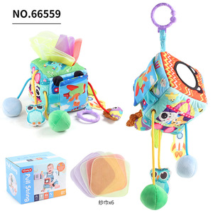 <span class=keywords><strong>Cube</strong></span> sensoriel en <span class=keywords><strong>tissu</strong></span> lavable pour bébé avec anneau de dentition, jouet <span class=keywords><strong>d</strong></span>'activités à tirer, hochet suspendu tête de tigre triangulaire - Product Image 3