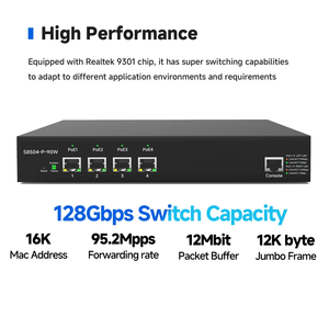 Sunsoont 6-<span class=keywords><strong>Port</strong></span> ai <span class=keywords><strong>PoE</strong></span> chuyển đổi với 4 dài đạt 250m <span class=keywords><strong>PoE</strong></span> cổng và 2 cổng uplink watchdog cho <span class=keywords><strong>PoE</strong></span> IP Camera 1.2Gbps Công suất - Product Image 6