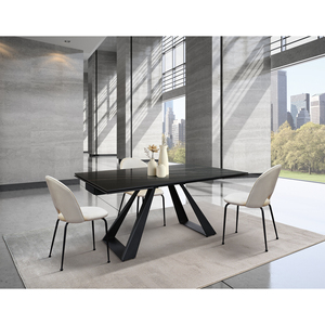 Mesa de Comedor Extensible Adriano de Cerámica 160-240 cm Negra con Patas de Hierro en Forma de U para Uso Interior - Product Image 2