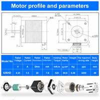Moteur pas à pas hybride RB NEMA17 42SHDC avec pilote de moteur pas à pas pour bras robotique, moteur 1,5A 0,52N.m 4 fils pour imprimante