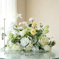 Centre de table NINI Factory 60 cm en roses et hortensias artificiels, arrangement floral en soie pour mariage et fête