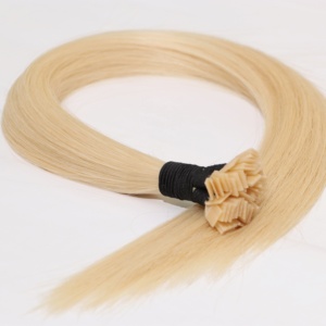 Precio de fábrica de venta al por mayor de <span class=keywords><strong>la</strong></span> Virgen Remy punta plana queratina cabello humano Color rubio - Product Image 3