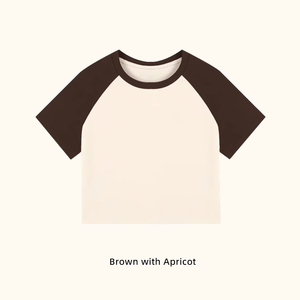 Camiseta de <span class=keywords><strong>Manga</strong></span> Corta Raglán con Bloques de Color para <span class=keywords><strong>Mujer</strong></span>, Ajustada, Transpirable, Cuello Redondo, Básica, Informal, Esencial para el Guardarropa - Product Image 4