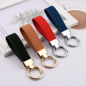 Wholesale Keychain Accessories Genuine Luxury Premium Retro Leather Key Chain Custom Brand Logo Leather Keychain