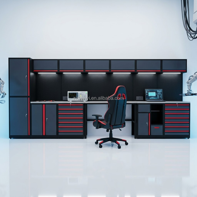 Heavy Duty OEM Tool Cabinet for EV R&D Lab Modular Technical Station Steel Storage Workshop Workbench LED