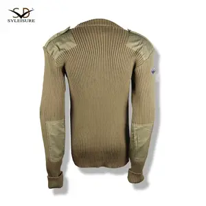 Crew Neck Tactical Pullover Knitted Sweater Knitted Olive Green