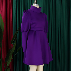 Latt Dign gece elbisesi Drs zarif yüksek boyun uzun puf kollu A-line ziyafet parti Ladi balo - Product Image 4