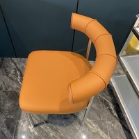 Chaise de salle à manger contemporaine en acier inoxydable au design incurvé élégant, pour usage commercial, extérieur, style ferme, chambre et restaurant