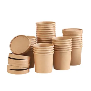 CustomPaper Soup Containers Disposable Paper Food Cups Paper Soup Storage Soup Cups with Lids