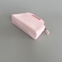 Pochette de maquillage rigide rose en PU texturé et EVA moulé, organiseur de toilette portable avec fermeture éclair