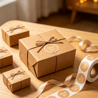Étiquettes autocollantes personnalisables en papier kraft pour cadeaux de Noël, rouleau d'étiquettes adhésives pour sapin de Noël, pour emballages et décorations de fêtes