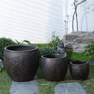 Maceta de <span class=keywords><strong>barro</strong></span> de magnesio de gran calibre, estilo retro, biodegradable, para <span class=keywords><strong>exterior</strong></span> e interior, para patio y villa, estilo Wabi-sabi, tipo China. - Product Image 4